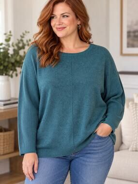 Lord & Taylor Cashmere 100% Cashmere Teal Oversized Sweater 1X Plus Size